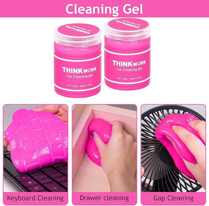 THINKWORK Pink Car Duster Interior Kit, Perfect Car Detailing Brush Kit for Cleaning Windows,Windshield,Dashboard and Air Vents Suitable for All Cars - NeatNest