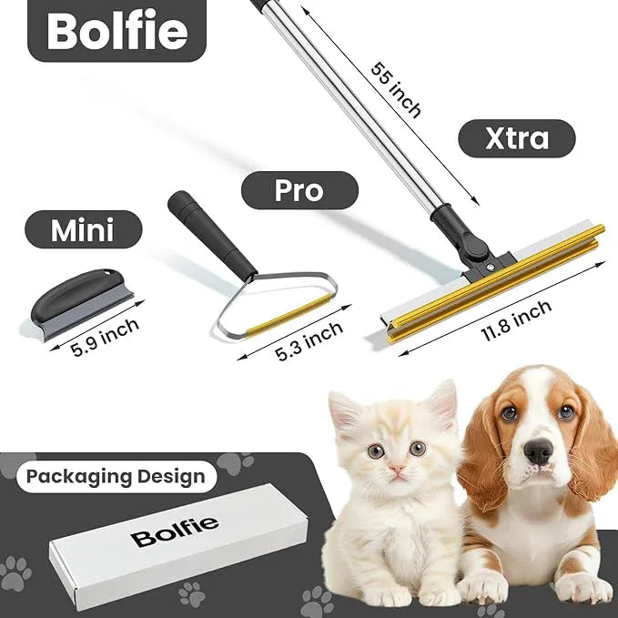 3 in 1 Carpet Rake for Pet Hair Removal, Tool Set of 3, 55” Long Handle Carpet Pet Hair Removal Carpet Scraper Dog Cat Hair Remover for Sofa, Couch, Car, Rug (Black) - NeatNest