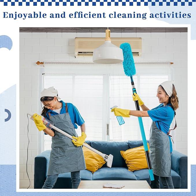 36 Foot High Reach Duster Kit with 7-30 ft Extension Pole, High Ceiling Fan Cleaner Duster Tool for Fan Blades, Window Squeegee, Washable Dust Brush for Roof and Glass Surfaces (7-30 ft) - NeatNest