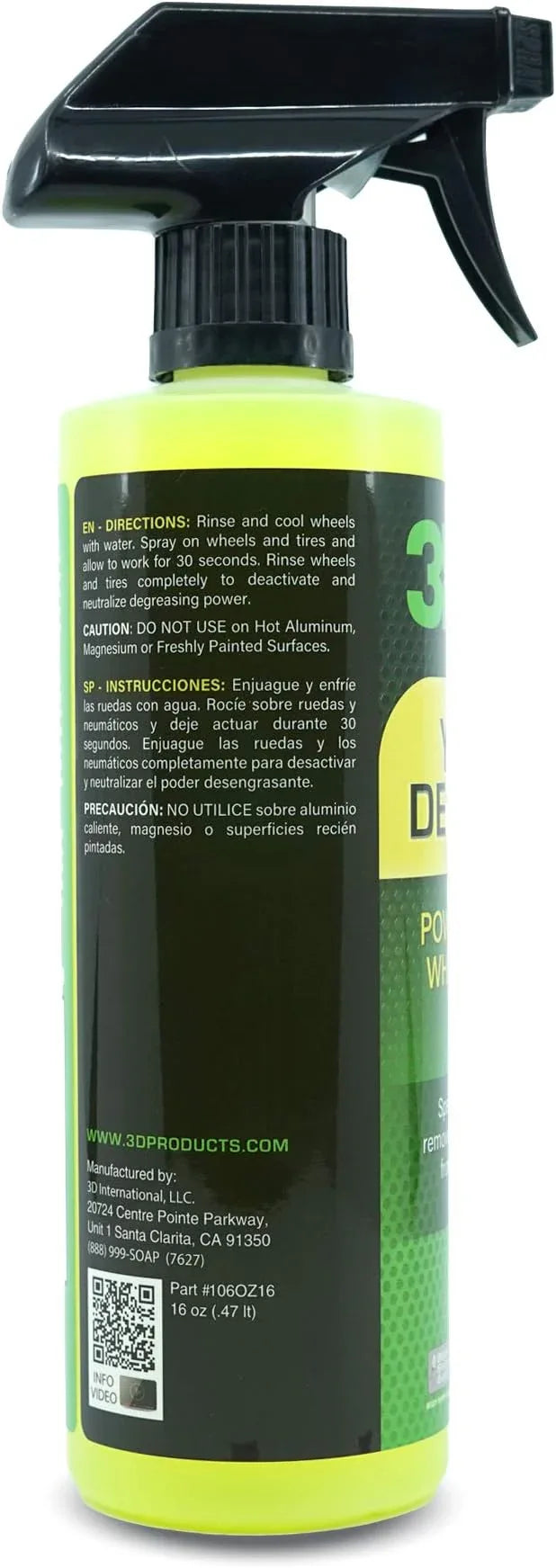 3D Yellow Degreaser – Non-Acid Wheel & Tire Cleaner Spray for Brake Dust, Grime & Tire Dressings – Safe for All Wheels & Whitewalls - 16 oz - NeatNest
