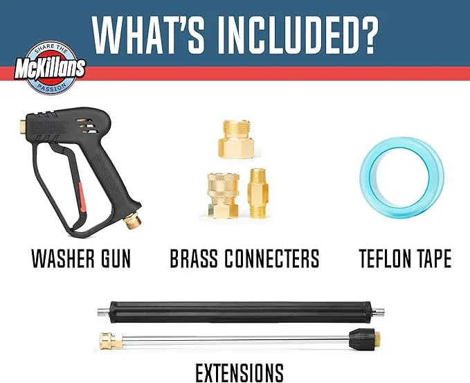 McKillans® Pressure Washer Gun Replacement M22 Inlet with Extension with 1/4” Quick Connector Coupler - NeatNest