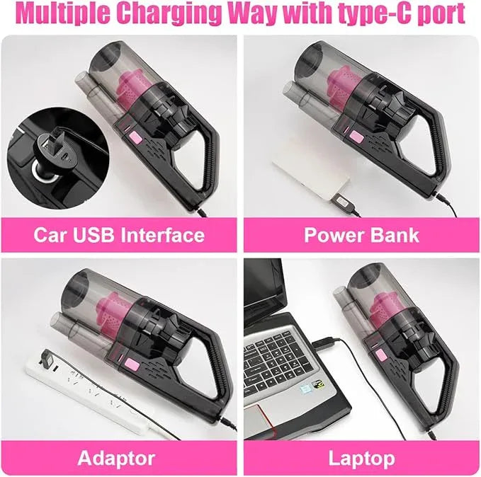 Viewsun Car Vacuum Cordless Rechargeable, 8000PA High Power Handheld Vacuum Cleaner with 17PCS Car Cleaning Kit, Pink Auto Accessories for Women Gift - NeatNest