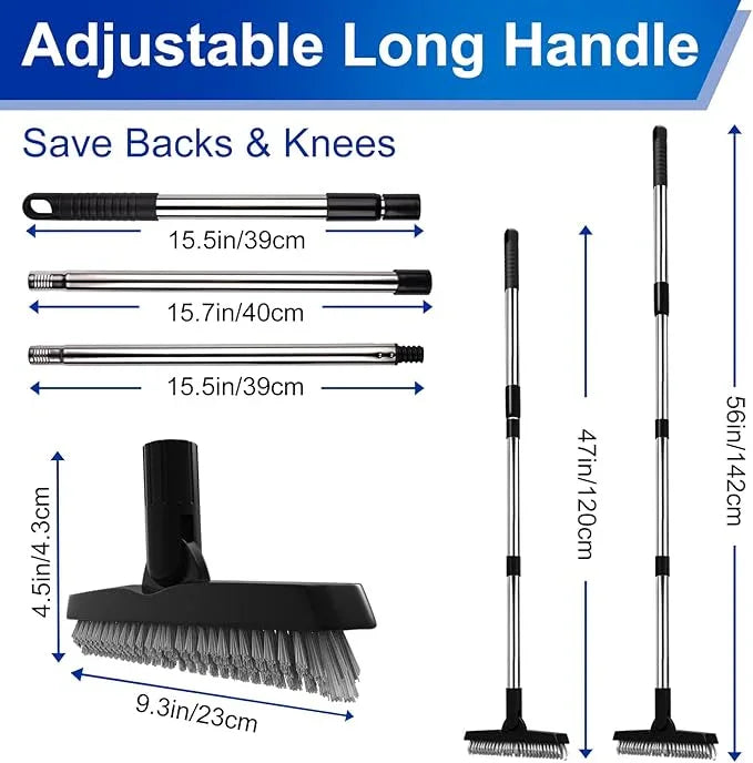 BITOPE Grout Brush Cleaner with Adjustable Long Handle Swivel V-Shaped Stiff Bristles Scrubber for Cleaning Tile Crevice Line Corner Bathroom Shower Baseboards Hard to Reach Areas-56 inch - NeatNest