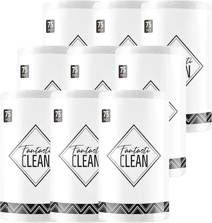 Fantasticlean Microfiber Cleaning Cloth Roll -675 Pack, Tear Away Microfiber Towels, 12" x 12", Reusable, Washable, Ultra Absorbent Dishcloth for Home Supplies, Car, Shop (9 Rolls of White) - NeatNest