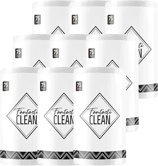 Fantasticlean Microfiber Cleaning Cloth Roll -675 Pack, Tear Away Microfiber Towels, 12" x 12", Reusable, Washable, Ultra Absorbent Dishcloth for Home Supplies, Car, Shop (9 Rolls of White) - NeatNest