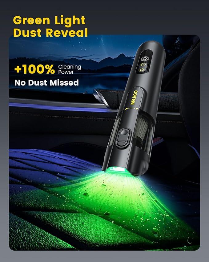 Car Vacuum Cleaner – 100000 RPM Cordless Handheld Vacuum with 20000Pa Suction, 4-IN-1 Portable Vacuum Cordless Blower/Inflator/Deflator, LED Light, Mini Vacuum Cleaner for Car, Office Desk & Home - NeatNest