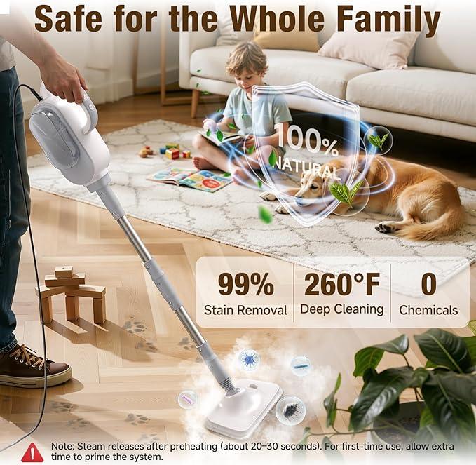 Steam Mop, 13-in-1 Powerful Handheld Steam Cleaner with 13 Accessories, 500ML Removable Tank, 23FT Power Cable, Detachable Steam Mops for Floor Cleaning, Tiles, Windows, Tile Grout, Carpets, Furniture - NeatNest