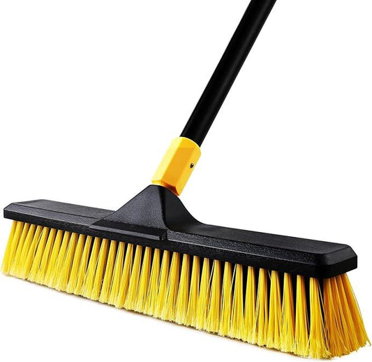 Yocada 18 Inch Push Broom Heavy-Duty Outdoor Commercial Broom Brush Stiff Bristles for Cleaning Patio Garage Deck Concrete Wood Stone Tile Floor 65.3 inch Long - NeatNest
