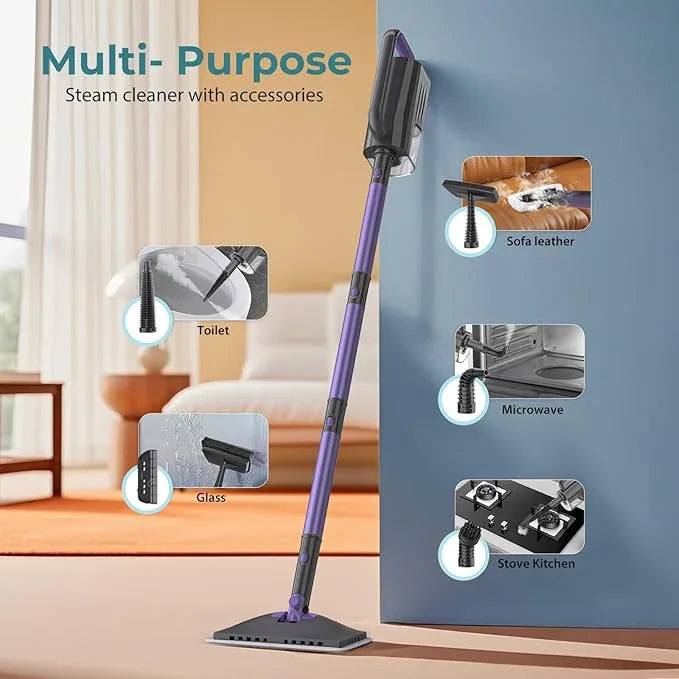Steam Mop, Steam Cleaner with 400ML Water Tank, 2 Washable Pads, 23FT Power Cable floor steamer, Detachable Steam Mops for sealed Hard Floors, Marble, Stone, Hardwood (Purple) - NeatNest