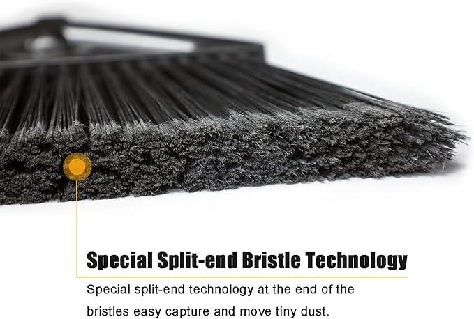 Heavy Duty Commercial Broom, Upgraded Angle Broom for Sweeping Indoor and Outdoor, Perfect Yellow Broom of Kitchen, Garage and Courtyard, Livingroom - NeatNest