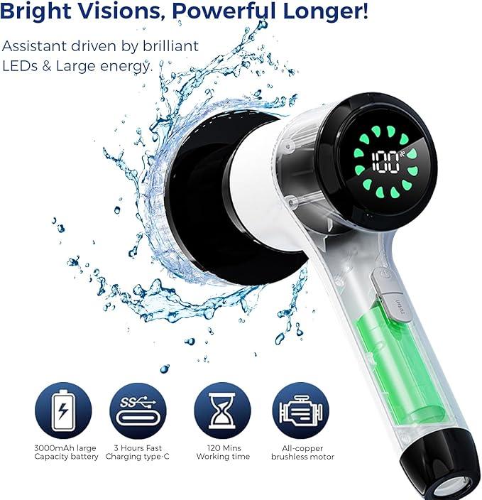 Electric Spin Scrubber for Cleaning-2 Adjustable Speeds,8 Cleaning Brushes,Cordless Cleaning Tools, Shower Scrubber with Long Handle,Power Scrubbers for Cleaning Bathroom, Tile Tub - NeatNest