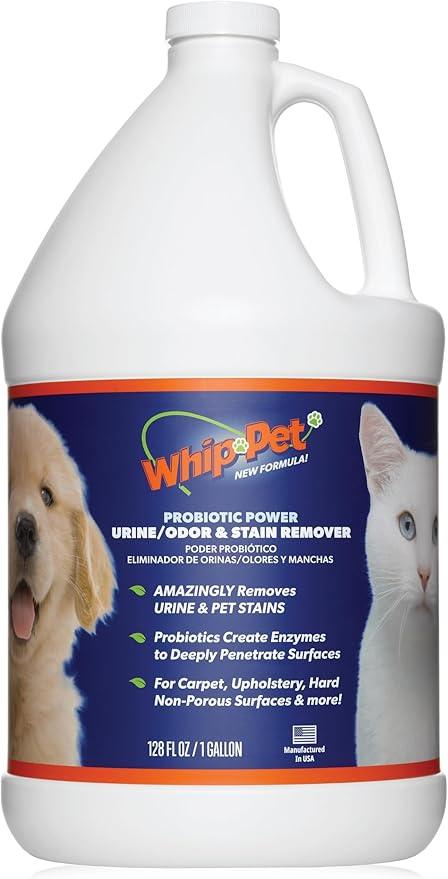 Whip-Pet Pet Odor Eliminator and Stain Remover - Enzymatic Cleaner for Dog Urine and Carpet Odor Eliminator - Pet Odor Remover - 128 fl oz / 3.78L - NeatNest