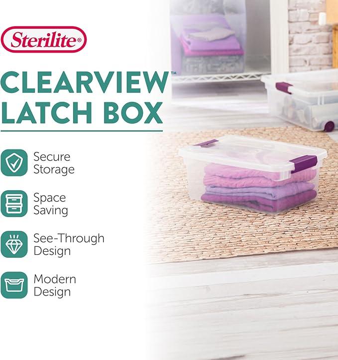 Sterilite 48-Pack 15 Quart ClearView Latch Box, Stackable Organizer Bins with Latching Lids - Clear Plastic Organization Containers for Closet, Bedroom, Shelving Units and Everyday Home Storage - NeatNest