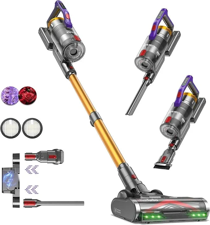 KIPMAX Cordless Vacuum Cleaner, 50KPa 550W Stick Vacuum for Home, 70Mins Anti-Tangled Vacuum Cleaner for Pet Hair/Carpet/Floor, Self-Standing Vacuum with Rechargeable Battery, LED Display&Aromatherapy - NeatNest