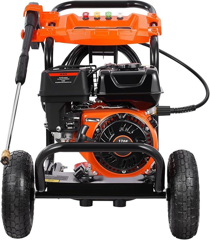 VEVOR Gas Pressure Washer, 3500 PSI 2.6 GPM, Gas Powered Pressure Washer with Aluminum Pump, Spray Gun and Extension Wand, 5 Nozzle Set, for Cars, Fences, Homes, Driveways, Patios Furniture Horizontal - NeatNest