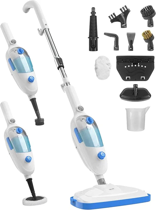 Steam Mop for Floor Cleaning, 10in1 Multi Purpose Handheld Steamer Cleaner Detachable for Vinyl, Laminate, Carpet, Tile Hard Floor Grout w/ 2 pad, 23ft Cord, 15oz Tank, Adjustable Steam & Height - NeatNest