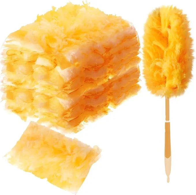 Vesici 100 Pcs Duster Refills Compatible with Swiffer Dusters Bulk Disposable Replacement Thickened with 1 Handle Heavy Duty for Cleaning, Office (Orange) - NeatNest