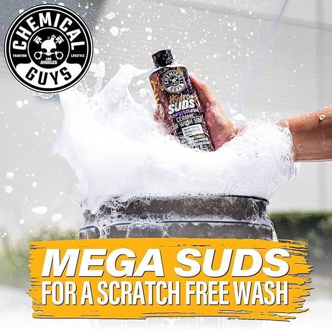 Chemical Guys CWS2121602 HydroSuds Ceramic SiO2 Shine High Foaming Car Wash Soap (Works with Foam Cannons, Foam Guns or Bucket Washes) For Cars, Trucks, SUVs, RVs & More, 16 fl oz, Berry Scent, 2 Pack - NeatNest