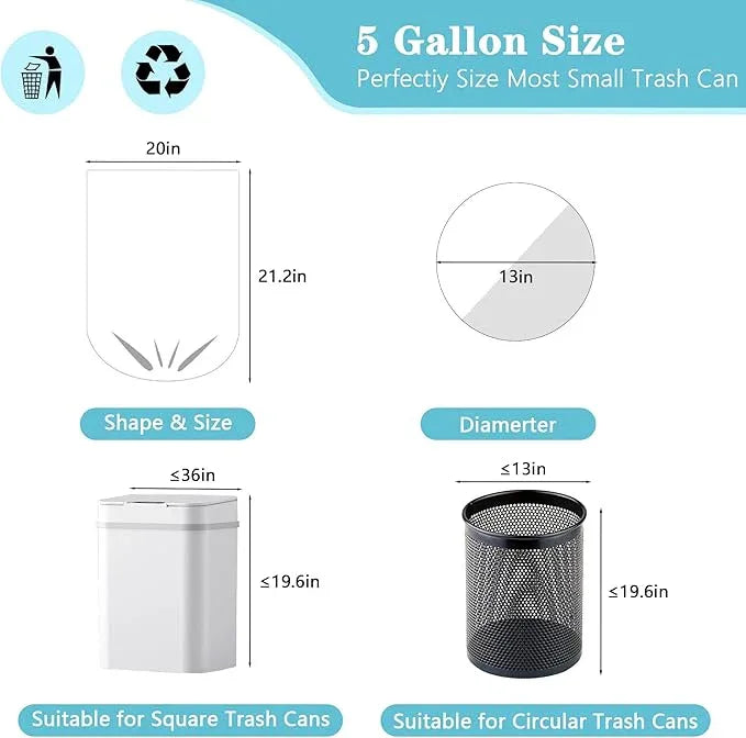 500 Count 5 Gallon Trash Bags, Strong Small Garbage Bags, Bathroom Trash Can Bin Liners, 4-6 Gallon Unscented White Wastebasket Liners for Kitchen Office Toilet and Bedroom - NeatNest