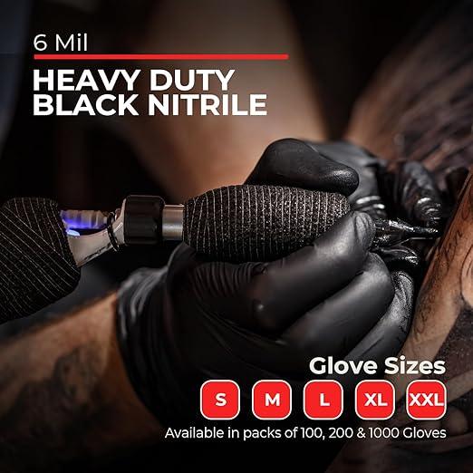 Heavy Duty 6 Mil Black Nitrile Gloves, Disposable Latex&Powder Free, Mechanic, Food Prep, Tattoo(1000 CT) - NeatNest