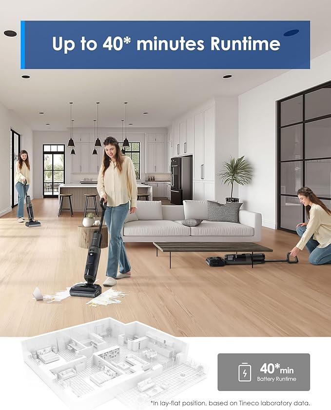 Tineco Floor ONE i6 Stretch Wet Dry Vacuum Cleaner, Vacuum & Mop All in One, 20kpa Powerful Suction, Up to 40 Minutes Runtime, 180° Lay-Flat, Anti-Tangle Design, Full-Path Self-Cleaning&185℉ Flashdry - NeatNest