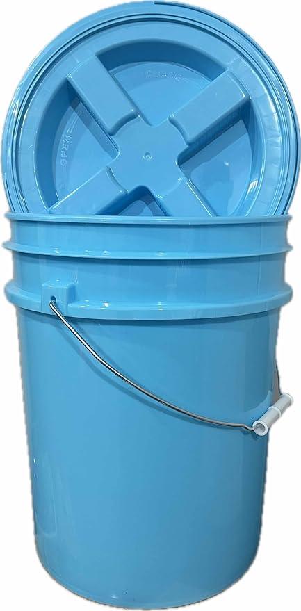 House Naturals 5 Gallon Food Grade Made in USA Plastic Bucket with Screw On Air Tight Double Gasket lid, (Pack of 3) (Aqua Buckets -Aqua Lids) - NeatNest