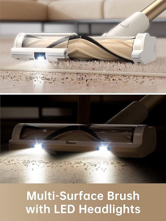 DREAME Cordless Stick Vacuum Cleaner for Home, Powerful 120AW Suction with Anti-Tangle Brush, LED Headlights, Five-Layer Filtration, Up to 60 Mins, Handheld Vacuum Deep Clean Hair, Hard Floor, Carpet - NeatNest