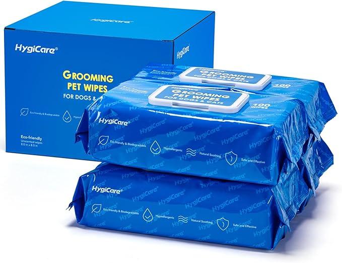 Pet Grooming Wipes for Dogs & Cats, 400 Count, 8"x8" Ultra Thick & Soft, Unscented, Hypoallergenic Formula, Safe on Coat, Paws, Ears, Bum & Sensitive Skin - NeatNest