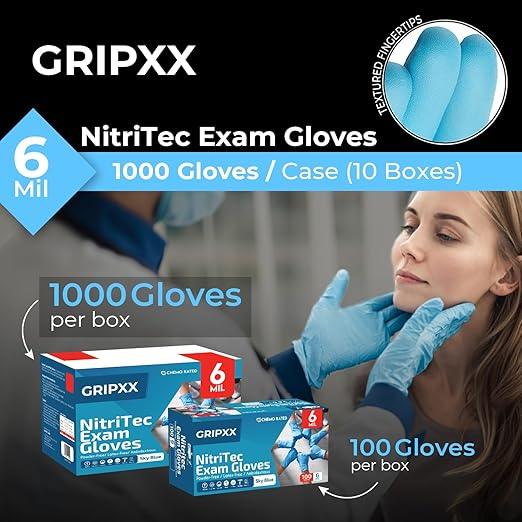 Heavy Duty 6 Mil Blue Nitrile Gloves Disposable Latex & Powder Free -Extra Stretchy Fentanyl Safe |Medical,First Aid Kit,EMT|Food Safe Rubber Gloves for Cooking & Cleaning|Bulk Pack (1000) - NeatNest