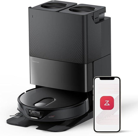 roborock Qrevo Slim Robot Vacuum and Mop Combo, 8.2cm Ultra-Slim, 3D Sensing Tech, Advanced Obstacle Recognition, 11,000Pa Suction, FlexiArm Side Brush & Mop, Auto Mop Washing & Drying, Self-Emptying - NeatNest