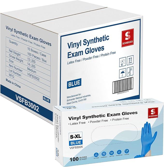 Schneider Vinyl Synthetic Exam Gloves, 4 Mil, Latex Free Disposable Gloves for Medical, Cooking, Cleaning, and Food Prep,1000 - NeatNest