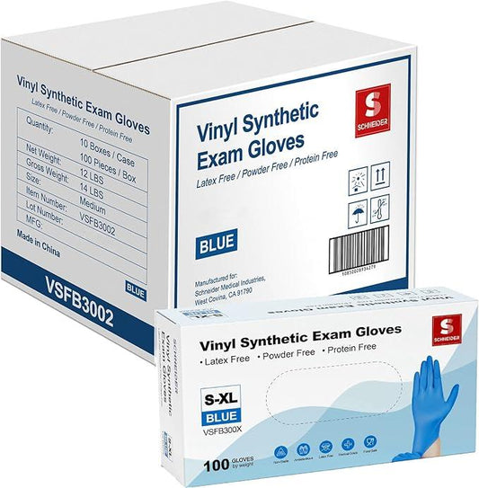 Schneider Vinyl Synthetic Exam Gloves, 4 Mil, Latex Free Disposable Gloves for Medical, Cooking, Cleaning, and Food Prep,1000 - NeatNest