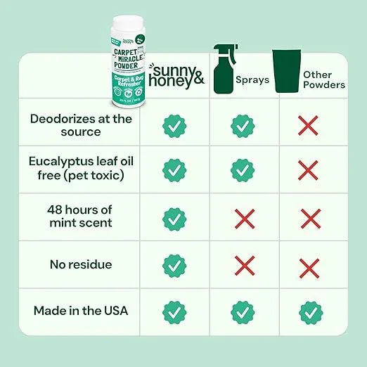 Sunny & Honey Carpet Freshener Powder - Pet & Kid Safe Rug Freshener Powder - Residue-Free, Easy Vacuum Dry Rug Shampoo (20oz, Spring Mint) - NeatNest