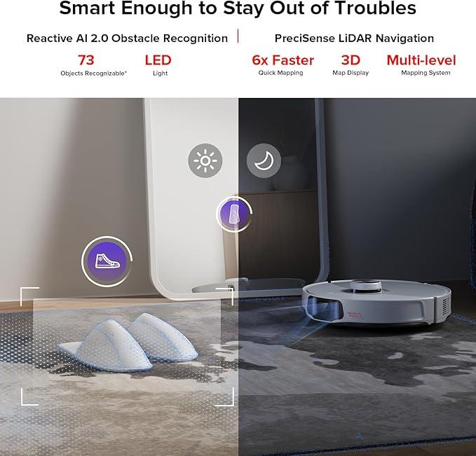 roborock S8 MaxV Ultra with Refill & Drainage System Robot Vacuum and Mop, Check Installation Space First, FlexiArm Design, Auto Mop Wash&Dry 10000Pa Suction, Obstacle Avoidance, 20mm Auto Mop Lifting - NeatNest