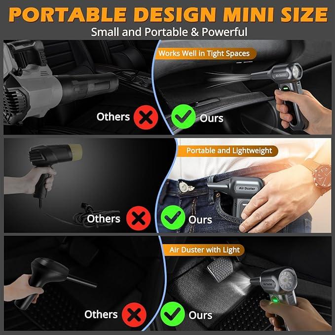 Electric Air Duster Cleaning Tools -180000RPM Super Power Cordless Air Duster, Rechargeable Brushless Motor Durable Blower, 4-Gear Adjustable Dust Blower for Computer, Keyboard and Car - NeatNest