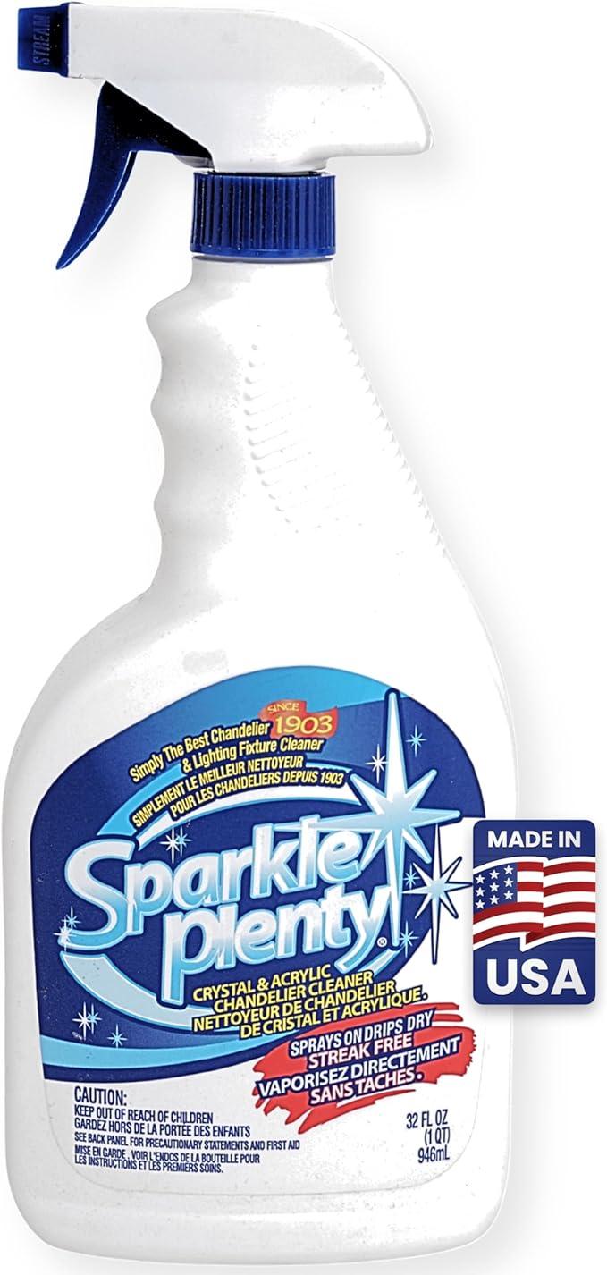 Sparkle Plenty Chandelier Cleaner Drip Dry Spray No Wipe - Dust Remover & Streak Free Glass Cleaner Spray for Chandeliers Crystals & Window Screen Surface - All Purpose Cleaning Supplies (32 oz) - NeatNest