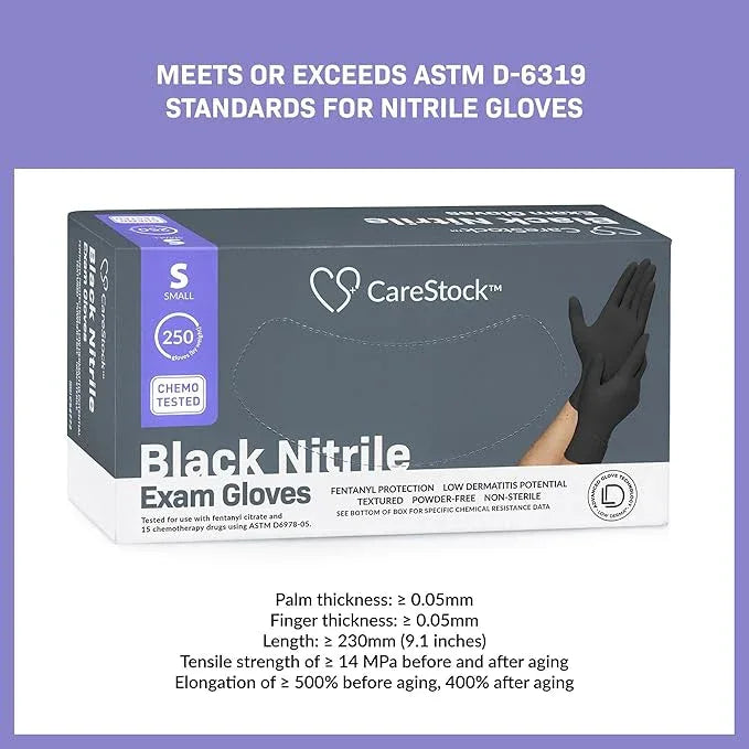 CareStock Black Nitrile Gloves Small [500 Count] – 2 mil Thin Disposable Latex-Free Exam Gloves for Medical, Cleaning, Cooking, Food Prep – Ultra-Strong with Slip-Resistant Textured Grip - NeatNest