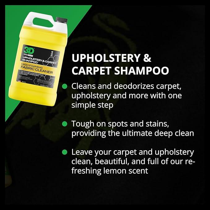 3D Upholstery & Carpet Shampoo - High Foam Stain Remover & Odor Eliminator Shampoo 1 Gallon - NeatNest