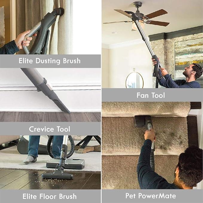 Kenmore Elite 21814 Pet Friendly CrossOver Lightweight Bagged HEPA Canister Vacuum with Pet PowerMate, Extended Telescoping Wand, Retractable Cord, 2 Floor Nozzles, and 4 Cleaning Tools-Silver/Gray - NeatNest