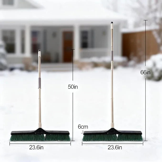 Eyliden Heavy Duty Push Broom 24" - Garage Sweeper Shop Brooms with 66" Long Handle, Outdoor Stiff Bristles Concrete Push Broom for Sidewalk Driveway Yard Patio Deck Warehouse Sweeping, Sweep Snow - NeatNest
