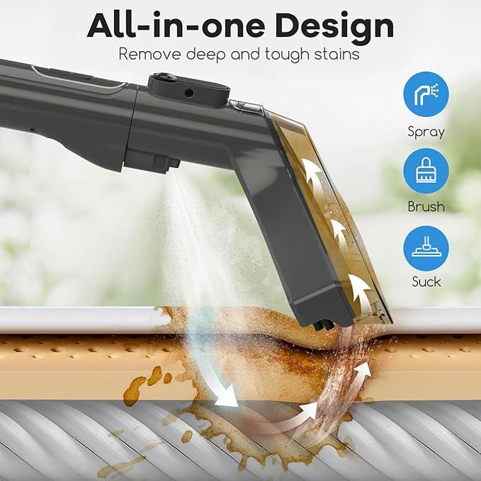 COSTWAY Upholstery Cleaner Machine, Portable Spot Cleaner with 15Kpa Powerful Suction, 600W Cleaning Machine with Versatile Attachments for Couch, Stairs, Carpet, Pet Messes - NeatNest