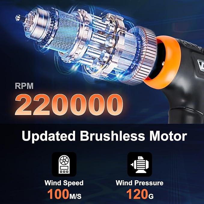 Compressed Air Duster, 220000RPM Canned Air Duster for Computer Cleaning Kit, 3 Speed Compressed Air Can with LED Light, Electric Air Duster for Cleanning Car, PC, Electronics - NeatNest