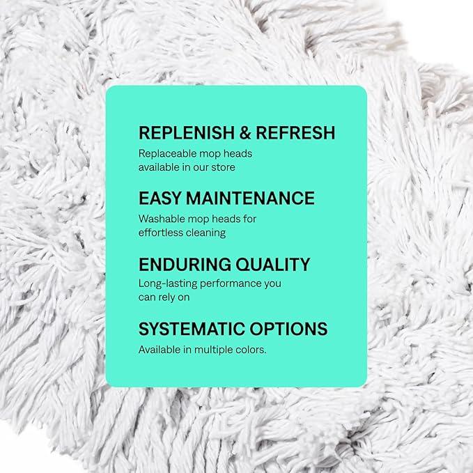Commercial Dust Mop & Floor Sweeper, 48 in. Dust Mop for Hardwood Floors, Cotton Mop Head, Wooden Broom Handle, Industrial Dry Mop for Floor Cleaning & Janitorial Supplies - NeatNest