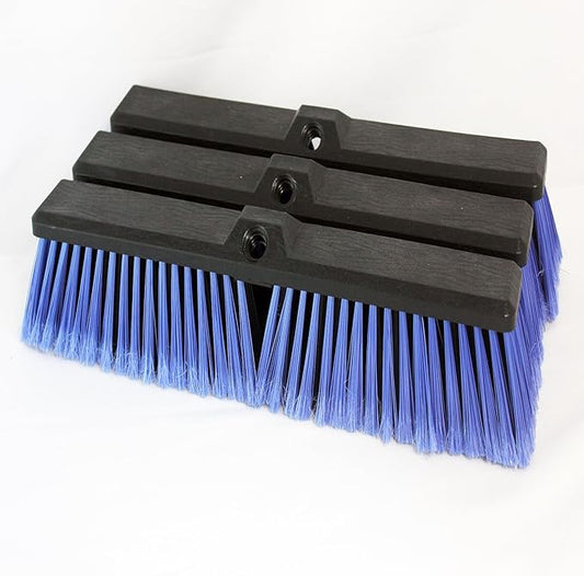 FRAXIR 3PCS Push Broom Head Outdoor Large Stiff Bristle Broom Head - Excellent Cleaning Performance - Easy Installation Broom Head(Blue, 18 inches)