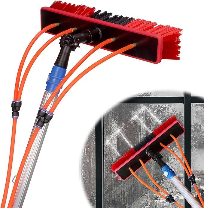 20 FT Water Fed Pole Kit Adjustable Solar Panel Cleaning Kit Cleaner Tool for Window Glass Roof Outdoor Glass Brush Window Washing Equipment (20ft) - NeatNest