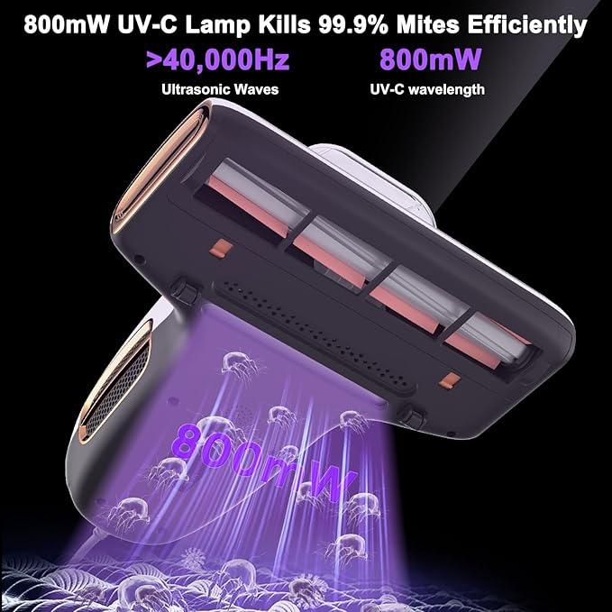 JIGOO T600 Mattress Vacuum Cleaner with UV-C Light, 15Kpa Suction 700W Powerful Double-Cup Handheld Vacuums, Bed Cleaner with Smart Dust Sensor, Ultrasonic, Heating Tech, MIF Filter, White - NeatNest