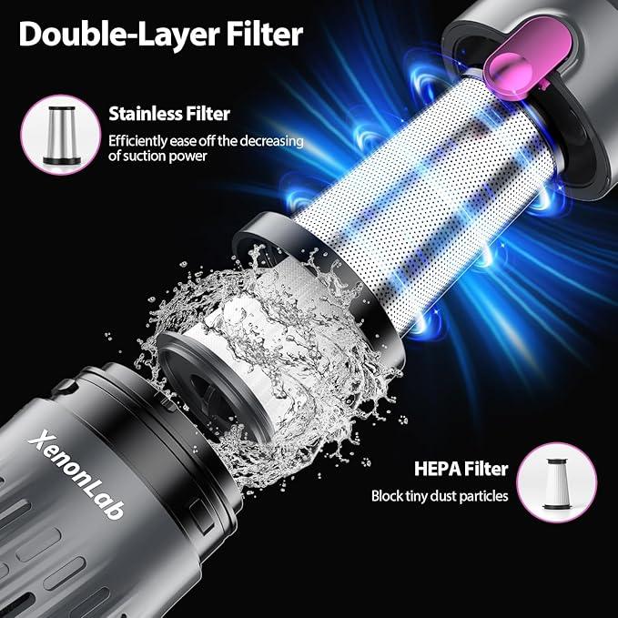 Handheld Vacuum Cordless Car Vacuum Cleaner Powerful Suction Car Vacuum Lightweight Portable Rechargeable Hand Held Vacuum Cleaner One-Touch Empty with HEPA Filter (Violet) - NeatNest
