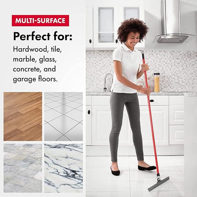 Heavy Duty Floor Squeegee for Concrete and Tile Floor - Silicone Squeegee Broom Floor Scrubber - Large Single Cast Rubber Blade Aluminum Long Handle 360° Swivel Joint - Garage Shower Window Cleaning - NeatNest