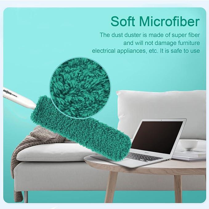 EHOMGUI Microfiber Duster, Feather Duster, Dusters for Cleaning, Washable Dusters with Reusable Microfiber Head, Feather Dusters for Cleaning Cobweb, Blinds, Furniture, Cars-Green - NeatNest