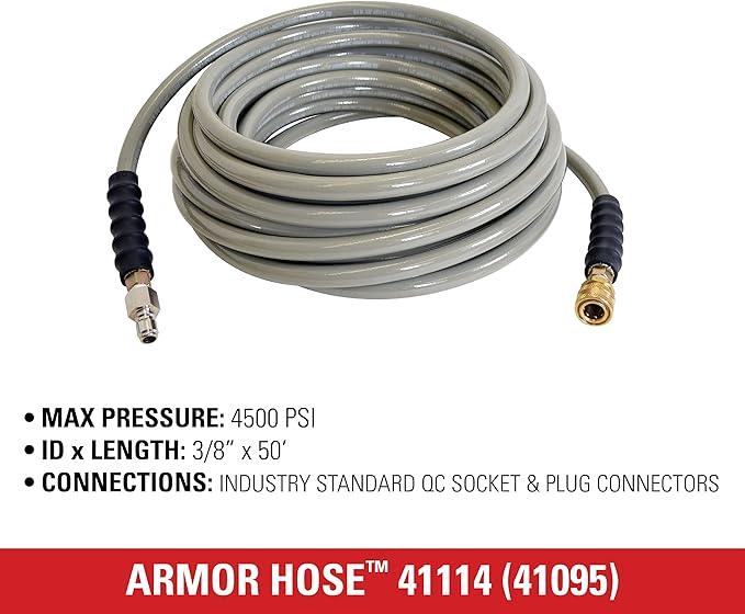 Simpson Cleaning 41114 Armor Series 4500 PSI Pressure Washer Hose, Hot and Cold-Water Use, 3/8 Inch by 50 Feet - NeatNest